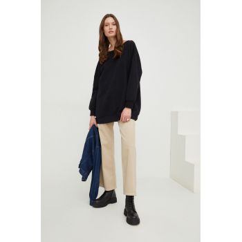Answear Lab Bluză femei, culoarea negru, material neted