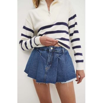 Answear Lab fustă și pantaloni denim neted, high waist