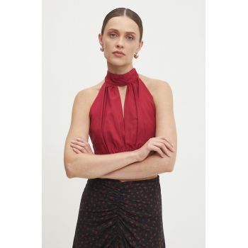 Answear Lab top de in culoarea bordo, neted