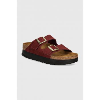 Birkenstock papuci din nubuc Arizona Platform Flex Birkenstock x Papillio culoarea bordo, cu platforma, 1028432