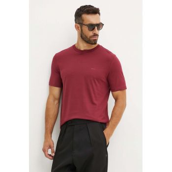 BOSS tricou din bumbac barbati, culoarea bordo, neted, 50468347