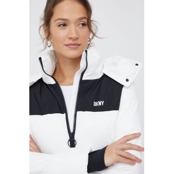 Dkny geaca femei, culoarea alb, de iarna