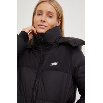 Dkny geaca femei, culoarea negru, de iarna