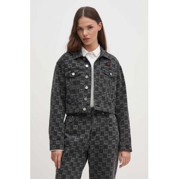 Dkny geacă din denim HEART OF NY femei, culoarea gri, de tranziție, D2B4A115