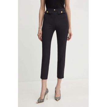 Elisabetta Franchi pantaloni femei, culoarea negru, mulata, high waist, PA02446E2