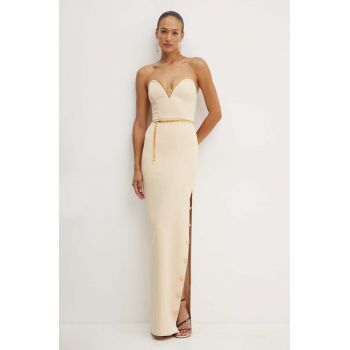 Elisabetta Franchi rochie culoarea bej, maxi, mulata, AB62946E2