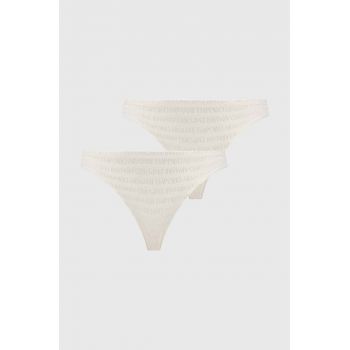 Emporio Armani Underwear tanga 2-pack culoarea bej, transparent