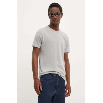 Hollister Co. tricou din bumbac barbati, culoarea gri, neted