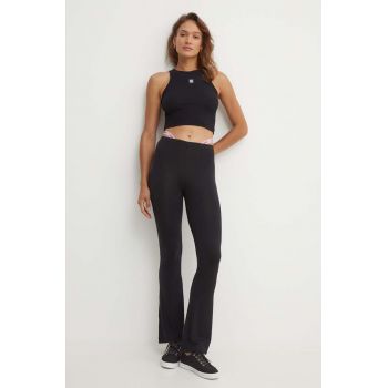 HUGO pantaloni de lounge culoarea negru, evazati, high waist, 50518173