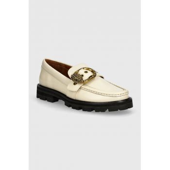 Kurt Geiger London mocasini de piele Mayfair Chunky Loafer femei, culoarea bej, cu toc plat, 573010109