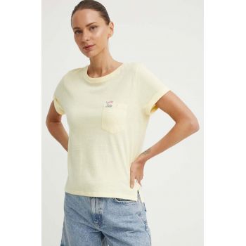 Levi's tricou din bumbac femei, culoarea galben