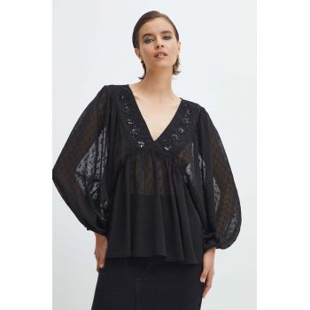 Medicine bluza femei, culoarea negru, cu imprimeu