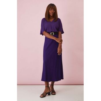 Medicine bluza femei, culoarea violet, neted