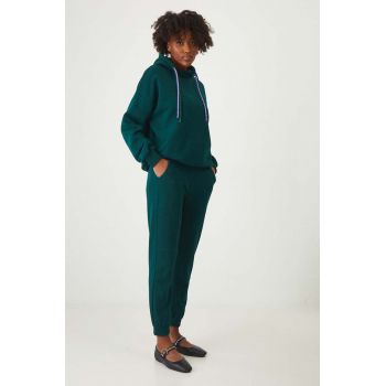 Medicine pantaloni de trening femei, culoarea verde, neted