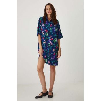 Medicine rochie culoarea bleumarin, midi, oversized