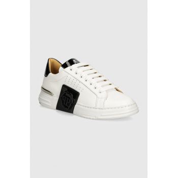 Philipp Plein sneakers din piele Hexagon Phantom Kicks culoarea alb, USC0565 PLE025N 01