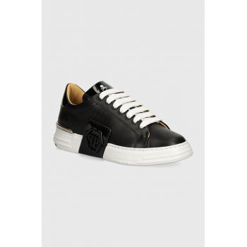 Philipp Plein sneakers din piele Hexagon Phantom Kicks culoarea negru, USC0565 PLE025N 02