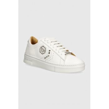 Philipp Plein sneakers din piele Lo-Top Arrow Force culoarea alb, WSC2751 PLE005N 0101