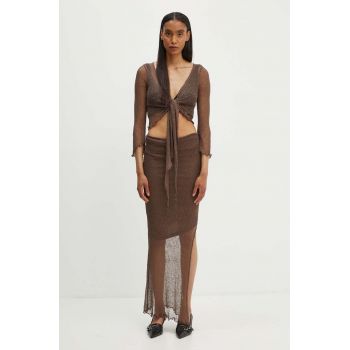 Résumé rochie și cardigan Bree culoarea maro, midi, mulata, 221331159