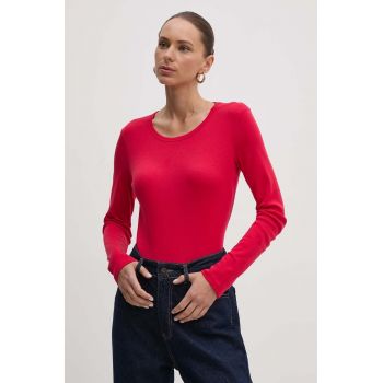 United Colors of Benetton longsleeve din bumbac culoarea rosu