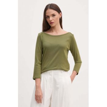 United Colors of Benetton longsleeve din bumbac culoarea verde