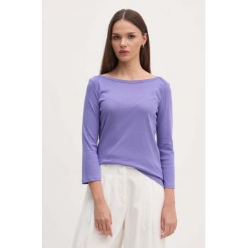 United Colors of Benetton longsleeve din bumbac culoarea violet ieftin