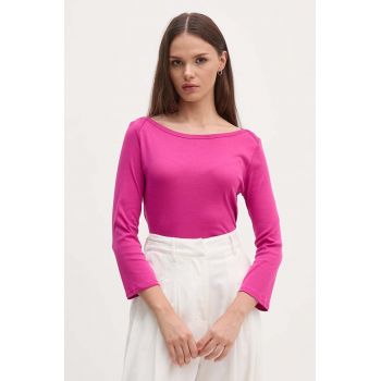 United Colors of Benetton longsleeve din bumbac culoarea violet