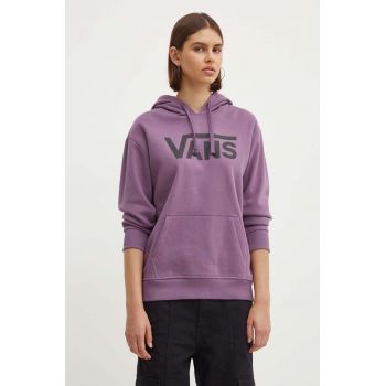 Vans bluza femei, culoarea violet, cu glugă, cu imprimeu, VN000A5RCIF1