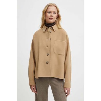 Weekend Max Mara geaca de lana culoarea bej, de tranzitie, 2425086041600