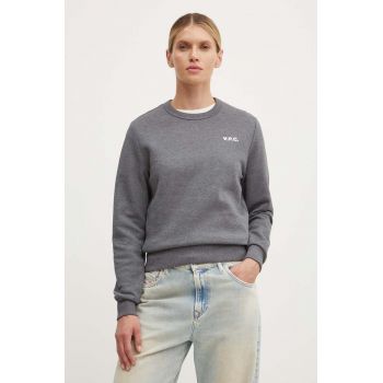 A.P.C. hanorac de bumbac sweat boxy petit vpc femei, culoarea gri, neted, COHBR.F27918