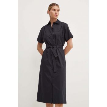 A.P.C. rochie din bumbac robe new drew culoarea albastru marin, midi, drept, COGZR.F05959