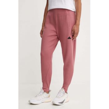 adidas pantaloni de trening ZNE culoarea roz, neted, IW7771