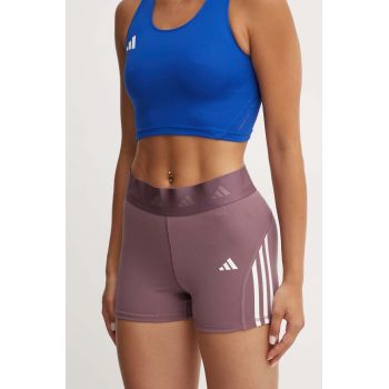 adidas Performance pantaloni scurți de antrenament Hyperglam culoarea violet, cu imprimeu, medium waist, IX3211