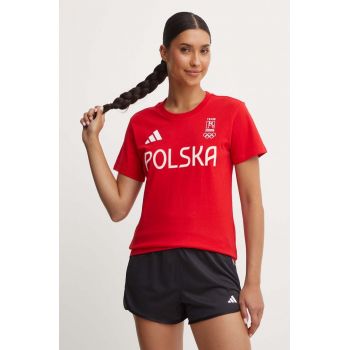 adidas Performance tricou Polska femei, culoarea rosu, JF6712