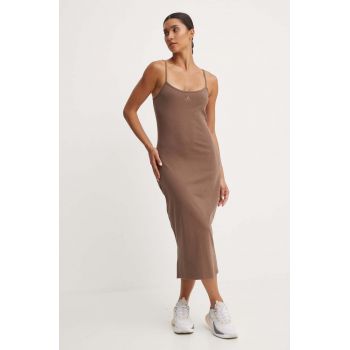 adidas rochie All SZN culoarea maro, midi, drept, IX3795