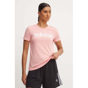 adidas tricou din bumbac Essentials femei, culoarea roz, IY9190