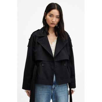 AllSaints geaca BECKETTE TRENCH femei, culoarea negru, de tranzitie, W036OA