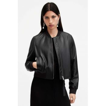 AllSaints geaca de piele ORTEN BOMBER JACKET femei, culoarea negru, de tranzitie, W072LB