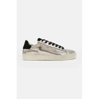 AllSaints sneakers din piele Shana Metallic Sneak culoarea argintiu, WF542X