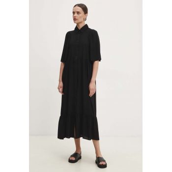 Answear Lab rochie culoarea negru, midi, evazati