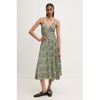 Answear Lab rochie culoarea verde, midi, evazati