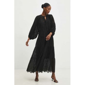 Answear Lab rochie din bumbac culoarea negru, maxi, evazati