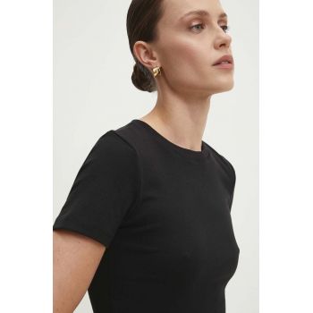 Answear Lab tricou din bumbac femei, culoarea negru