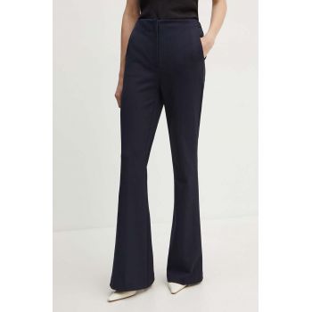 BOSS pantaloni femei, culoarea albastru marin, evazati, high waist, 50505943