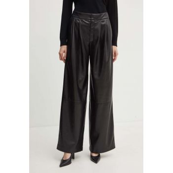 BOSS pantaloni femei, culoarea negru, lat, high waist, 50518463