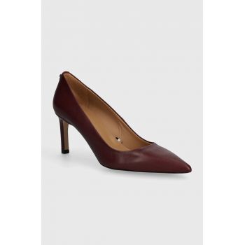 BOSS stilettos de piele Janet culoarea bordo, 50498836