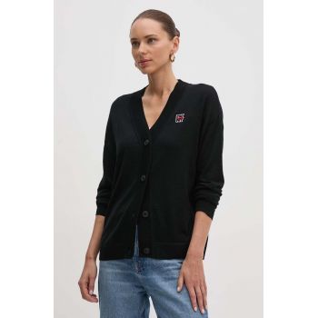 Dkny cardigan din lana culoarea negru, light, D2E4A117