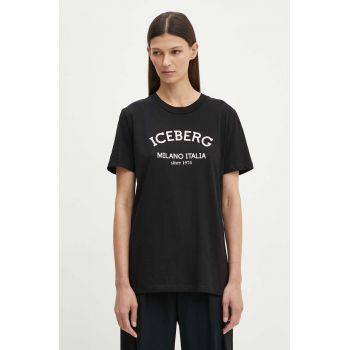 Iceberg tricou din bumbac femei, culoarea negru, F021 6325