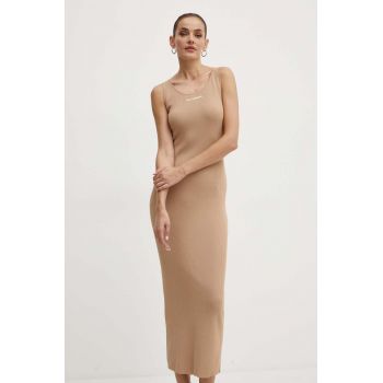 Karl Lagerfeld rochie culoarea bej, maxi, mulata, 245W1332