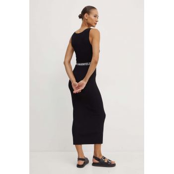 Karl Lagerfeld rochie culoarea negru, maxi, mulata, 245W1332